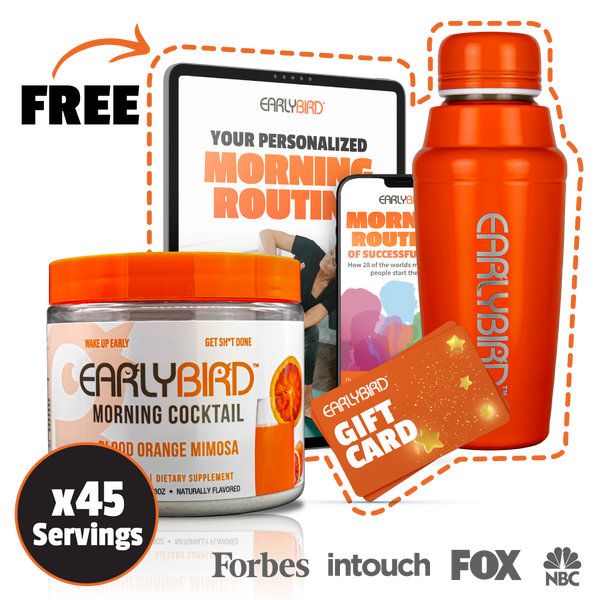 EarlyBird Morning Cocktail w/ FREE Cocktail Shaker, Gift Card, Custom Morning Routine, E-Book