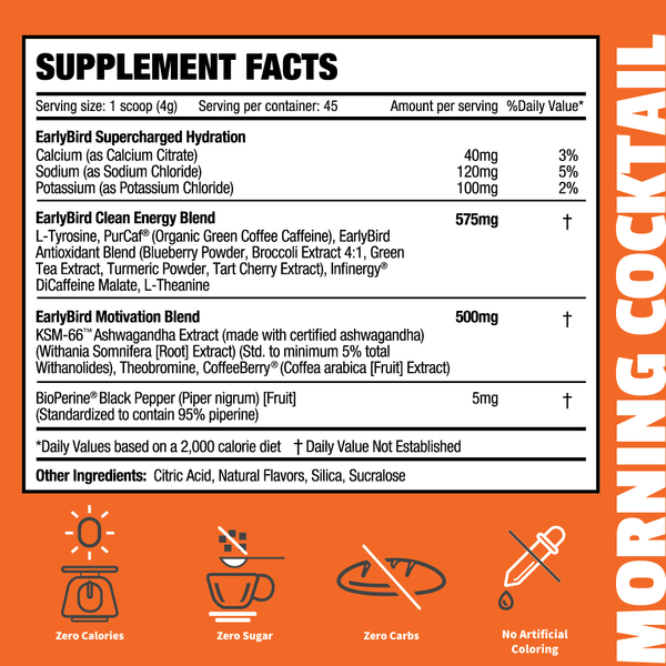 EarlyBird Morning Cocktail w/ FREE Cocktail Shaker, Gift Card, Custom Morning Routine, E-Book