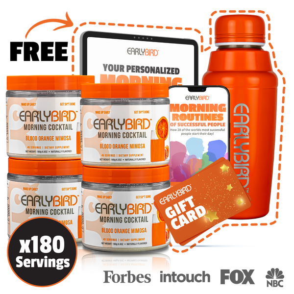 EarlyBird Morning Cocktail w/ FREE Cocktail Shaker, Gift Card, Custom Morning Routine, E-Book