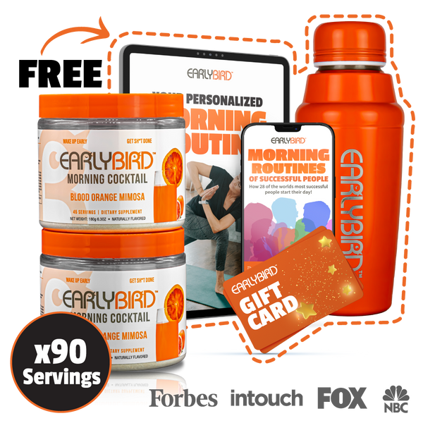 EarlyBird Morning Cocktail w/ FREE Cocktail Shaker, Gift Card, Custom Morning Routine, E-Book